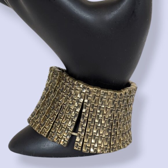 Textured Brass Tone Stretch Bracelet - Picture 2 of 4